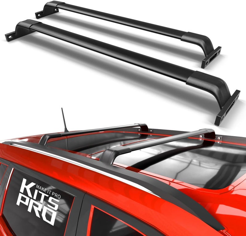 KitsPro 260lb Roof Rack Cross Bars for 2018-2025 Jeep Compass (ONLY FIT Factory Flushed Side Rails), Matte Black Heavy Duty Aluminum Cargo Crossbar - Image 1